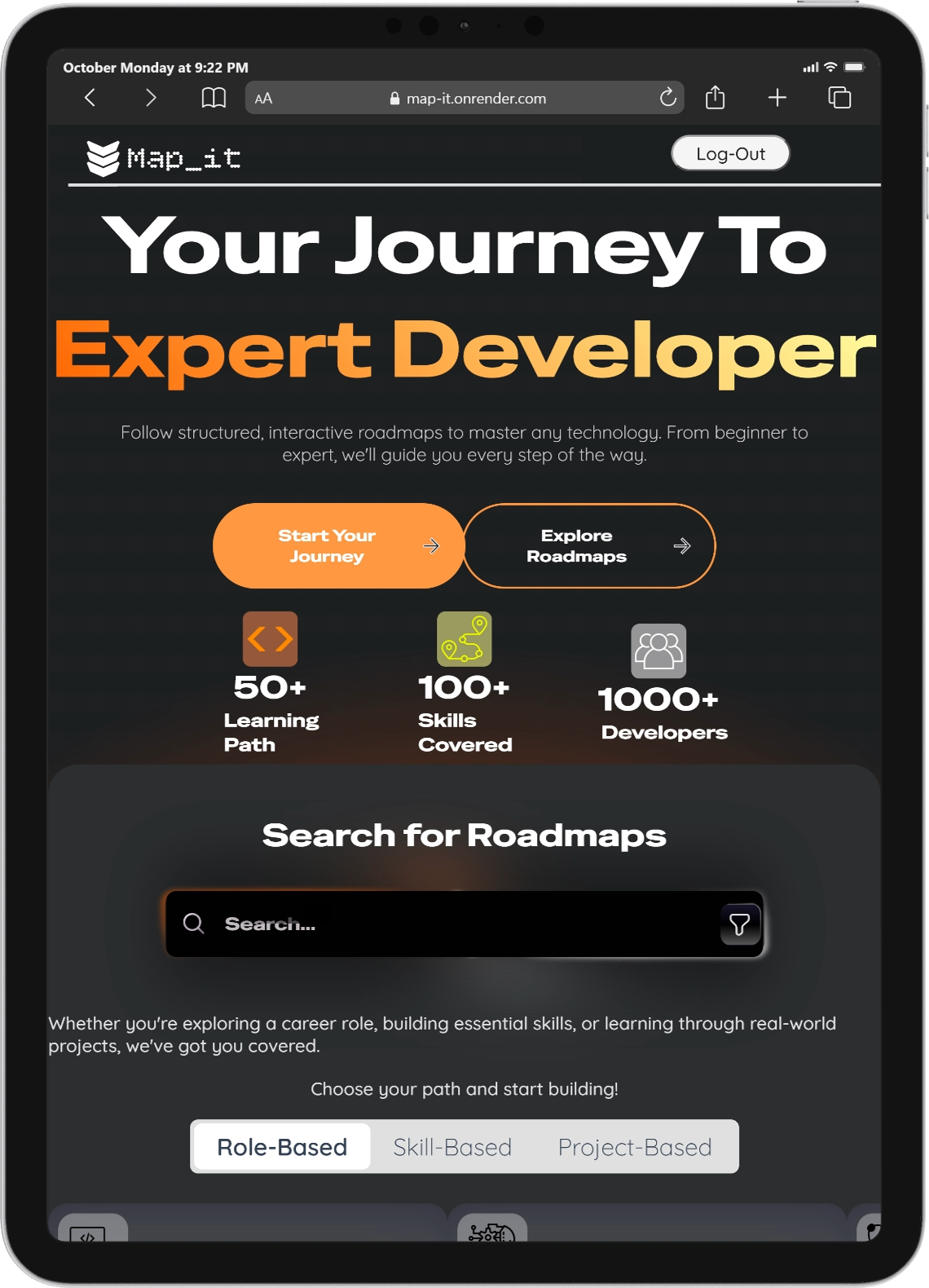Map_It Tablet Dashboard