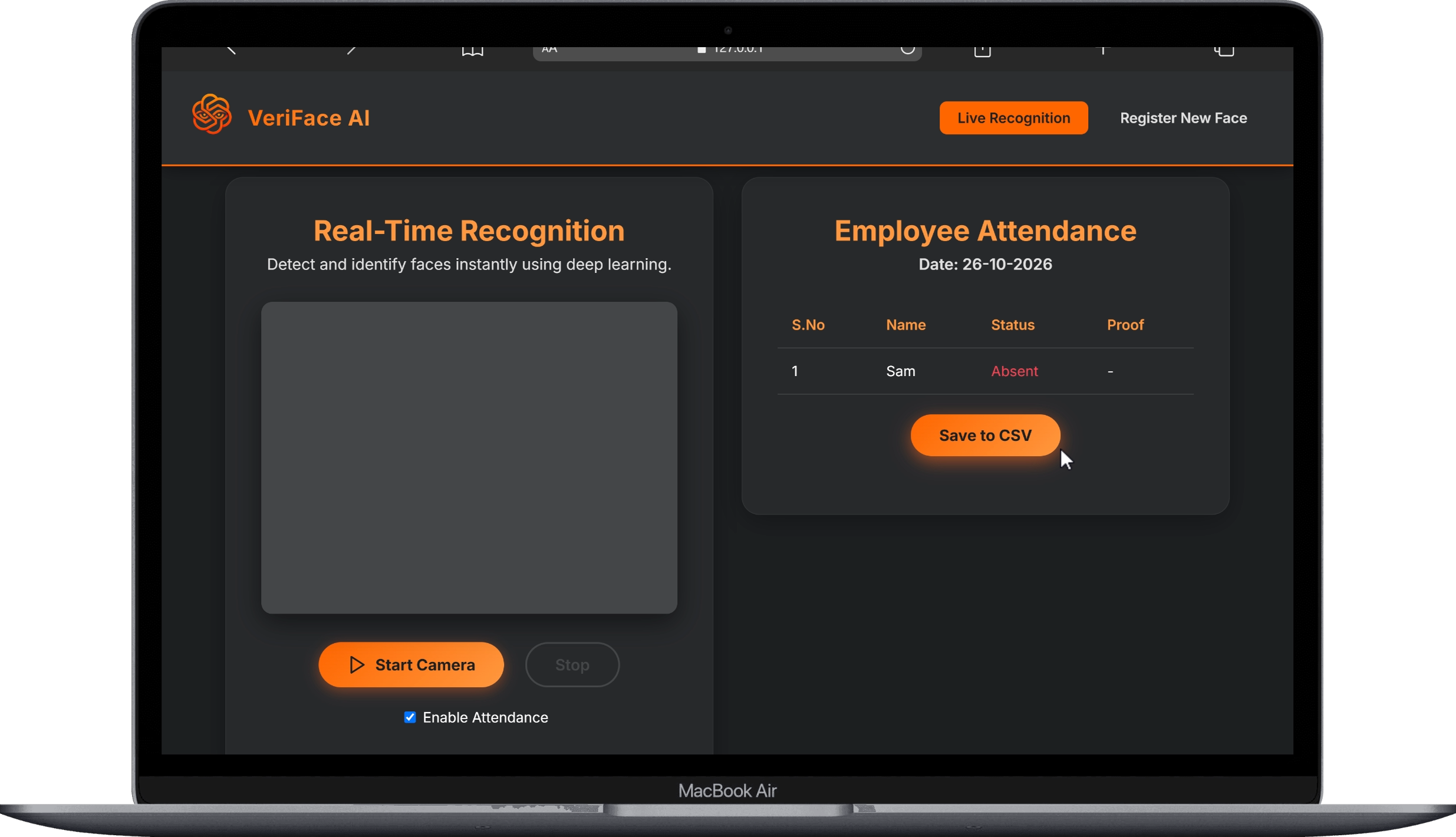 Veriface AI MacBook Application